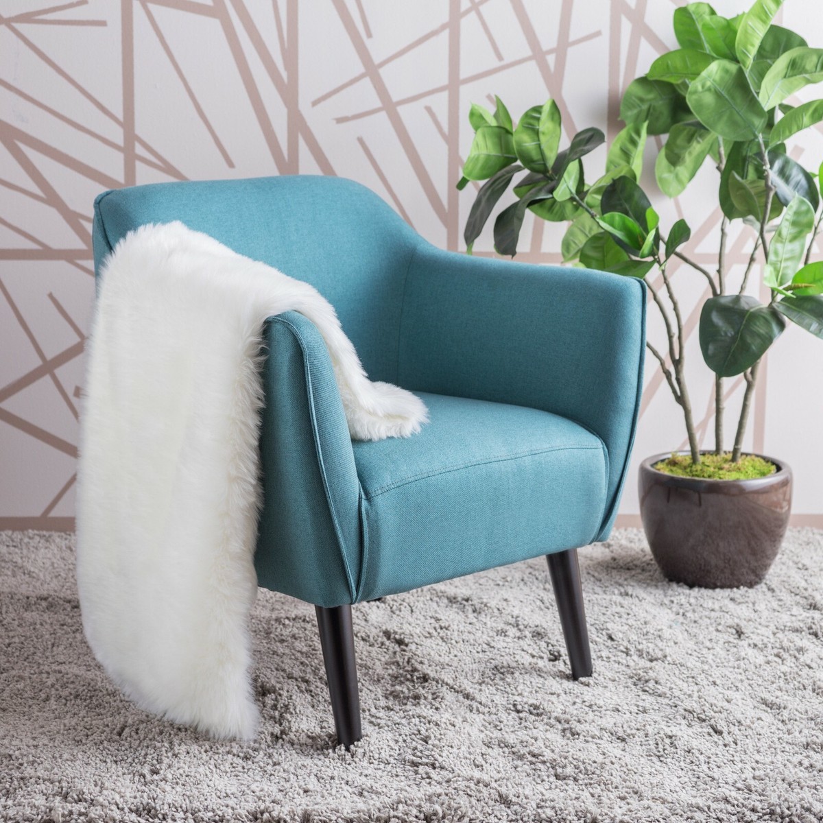 Teal Fluffy Rolling Chair Teal Furry Armchair Armchair For