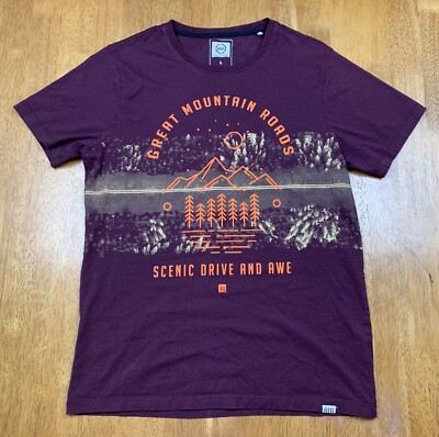 Rig Utility Clothing Womens Size L Burgundy Graphic T-Shirt Great Mountain Roads