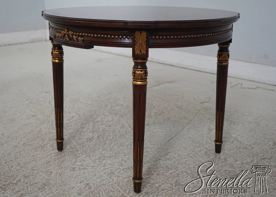 L67633: Lámpara de mesa redonda francesa estilo Luis XVI de nogal KARGES Foto 2 de 4