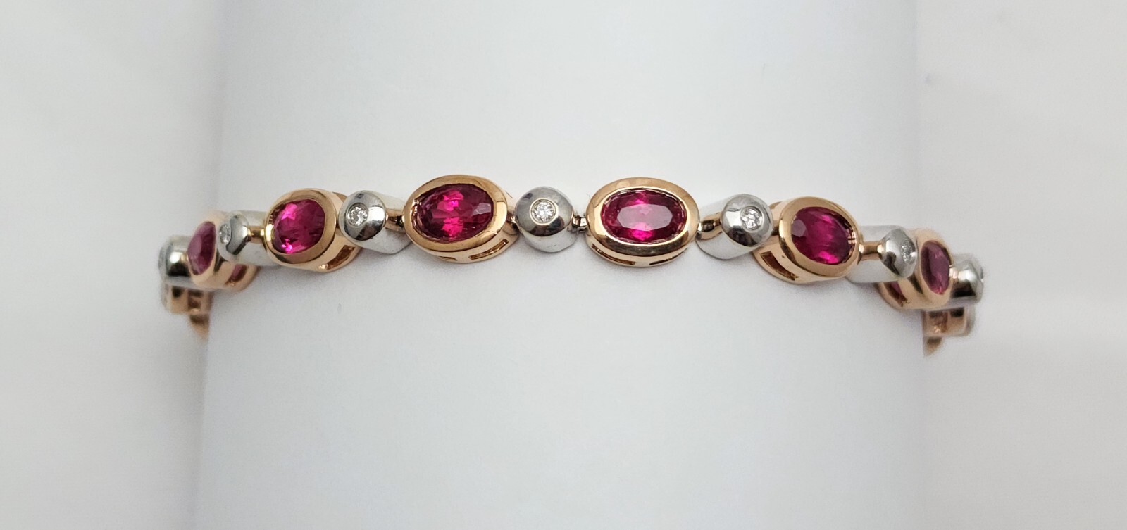 14K Solid Two Tone Multi Color Gold Ruby & Diamon… - image 8