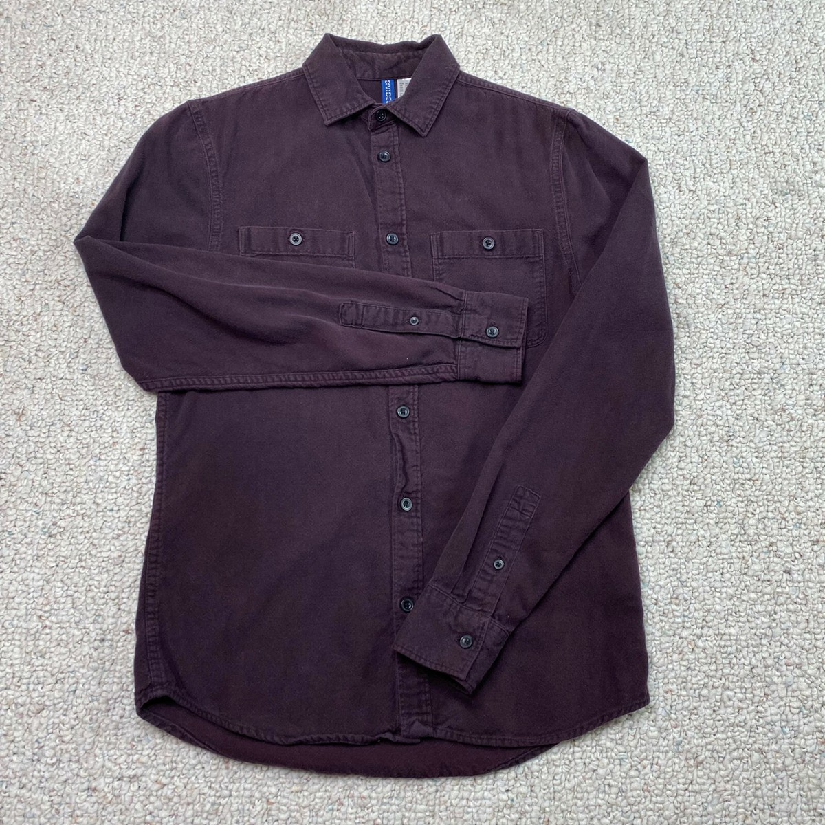 Divided by H&M Mens Top sz XS Purple Long Sleeve Button Up Front