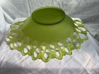 Vtg Westmoreland Doric Green Satin Art Glass Open Lace Oval Banana Bowl — photo 8