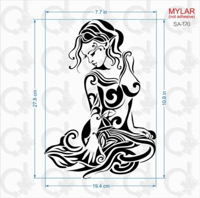 Stencil Riutilizzabili Per Aerografo, Soggetti Ragazze, In Vinile O Mylar, SA108 SA170 - Foto 5