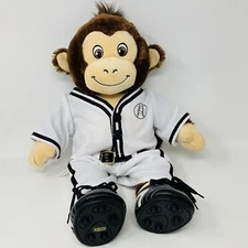 Build A Bear Monkey White Black Baseball Uniform Belt Black Cleats Plush 20”