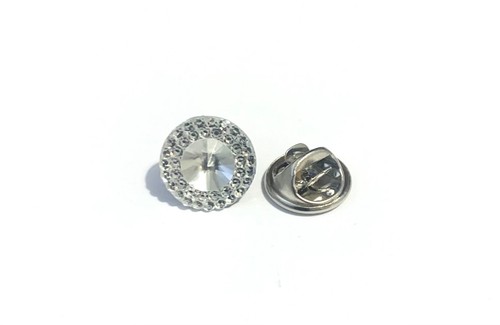 Redondo Modesty Pin Vidrio Cabujón & Diamante Insignia Broche Botón Regalo 12mm