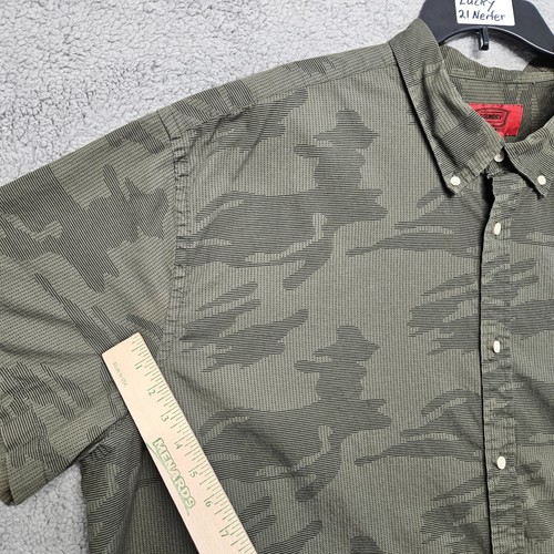 Foundry 4XL Men's Button Shirt Green Geometric Camo Print Short Sleeve - Picture 6 of 15