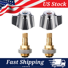 Pair of Knob Handles Stem Valves - Commercial Sink Faucet Replacement Kit