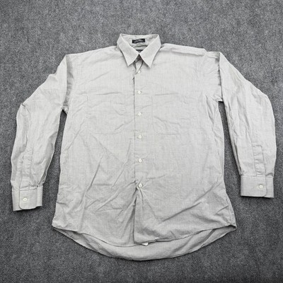 Vintage Burberry Shirt Mens Medium Gray Plaid Long Sleeve Dress Button Up USA