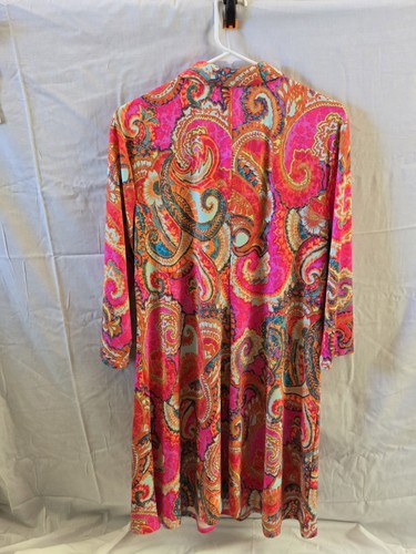 MSK Printed Collard 1/4 Zip Collard Dress Gold Zipper Accent Multicolor LARGE - Picture 6 of 7