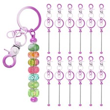 12 Pcs Beadable Keychain, Keychain Making Supplies for DIY Violet Gradient