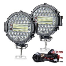 Off Road LED Lights - 7 Inch 201W Round LED Offroad PACK OF 2 BLACK WITH WIRING