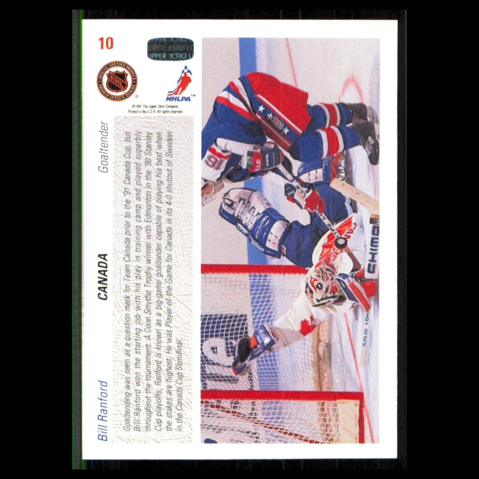 Bill Ranford #10 1991 Upper Deck Canada Hockey Card NHL NM - Image 2 of 3