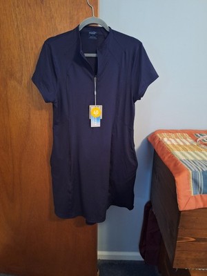 Puma NWT Cloudspun Madison Dress In Navy Mock Neck 1/4 Front Zip Women's Size L