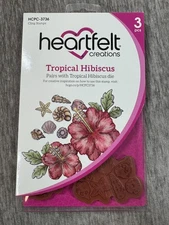Heartfelt Creations Tropical Hibiscus Rubber Cling Stamp Set 3pc HCPC-3736 USA