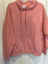 Adidas Women  s Small Logo Fleece Hoodie Size Large New With Tags semi pink spark
