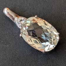 Sterling silver green beryl heliodor white spinel gemstone pendant