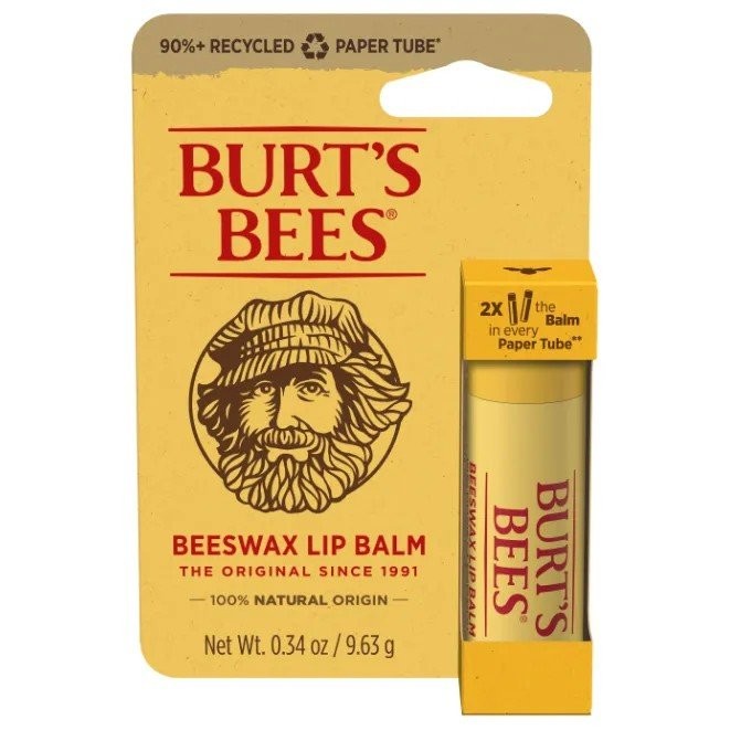 Оригинальный бальзам для губ в бумажном тюбике из пчелиного воска Burts Bees в блистерной упаковке 034 унции Бальзама для губ 2090₽