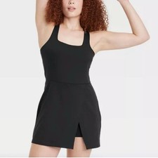 All In Motion Target Women’s Black Skort Romper With Side Slit Size Medium