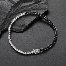 7CT Round Lab Created Black Diamond Unisex Tennis Bracelet 14K White Gold Finish