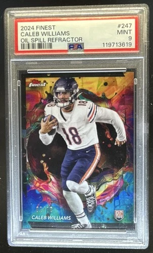 2024 Topps Finest Caleb Williams RC Oil Spill Refractor Rare #/10 Bears PSA 9