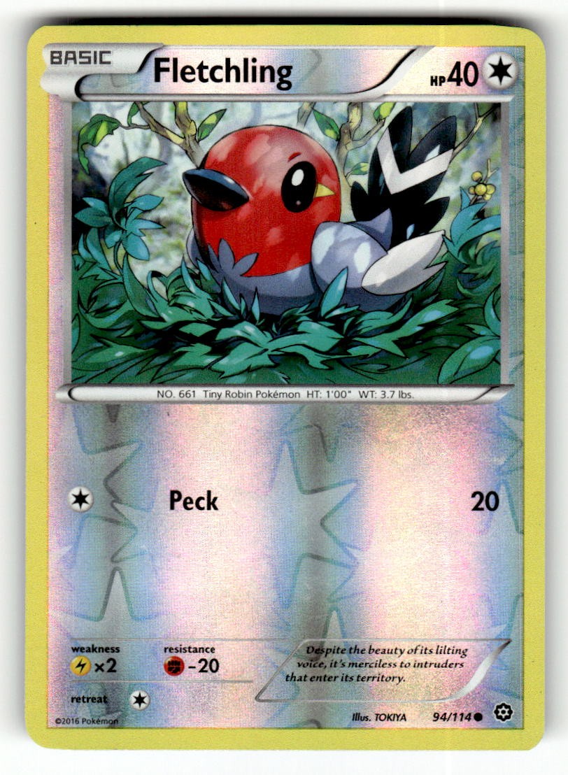 Fletchling 94/114 Common Steam Siege Reverse Holo Pokemon Lightly Played