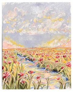 Signed Original Acrylic Canvas Impressionist Floral Landscape