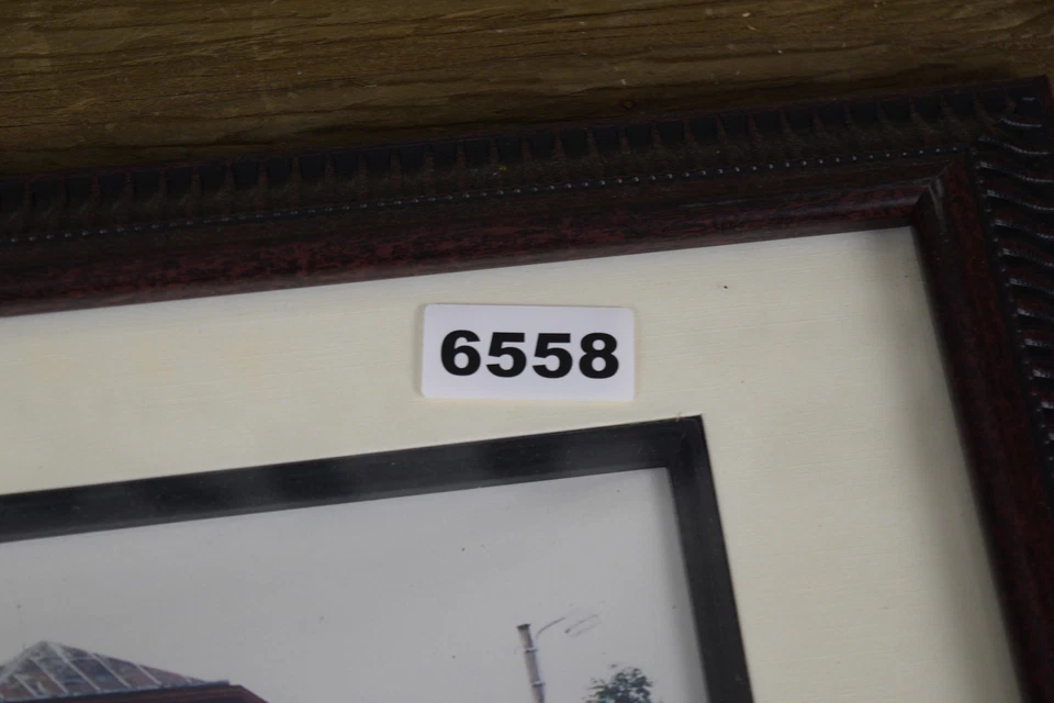 Lakeside Alpine Chalet Boats Pier Framed Matted Color Photo Print Wall Art - image 3 of 3