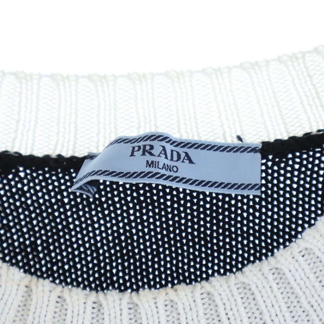 PRADA 24AW Logo Embroidered Cropped Crew Neck Short Sleeve Knit Sweater Used 707 thumbnail 6