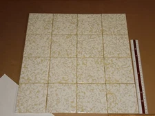 Lot x 16 pcs. Vintage 1960's MCM ceramic bath Tile "GOLD MIST" NOS Forum USA