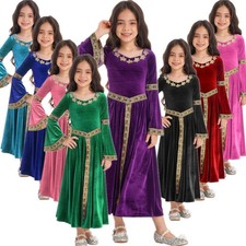 Girls Renaissance Medieval Princess Costume Cosplay Flare Sleeve Dress Up Party