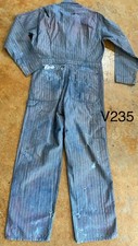 VTG 60s 70s Wrangler Big Ben Denim Coveralls Men's Size 36 Reg Blue White Stripe