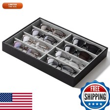 Stratalife 8 Grids Drawer Sunglasses Organizer Tray, Gray PU Velvet