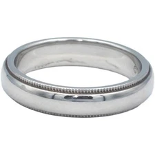 TIFFANY & CO. Platinum Jewelry Milgrain Edge Wedding Band Ring Size 5.5