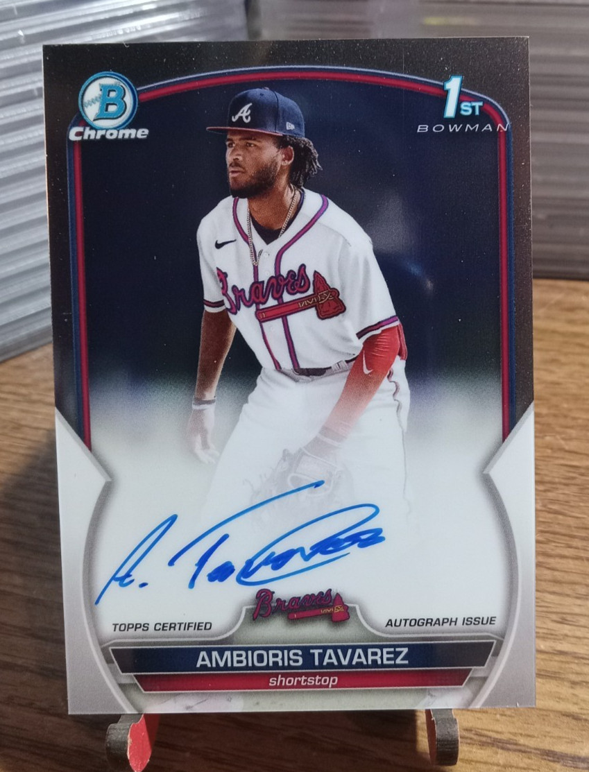 2023 BOWMAN CHROME AMBIORIS TAVAREZ 1ST BOWMAN AUTO #CPA-AT ATLANTA BRAVES