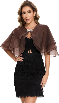brown shawls for dresses Brown Floral Short Sleeve Midi Dress main image 0