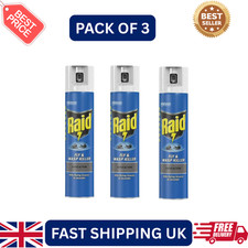 3 x  Raid Fly & Wasp Killer Spray Rapid Action Insect 300ml