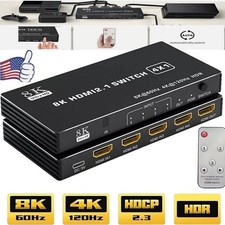8K HDMI 2.1 Switch 4-in 1 out 4K 120Hz HDR HDMI 2.1 Switcher 4X1 HDCP 2.3 4 Port