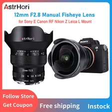 AstrHori MF 12mm F2.8 Full Frame Camera Lens 185° Ultra Wide Angle Manual Fishey
