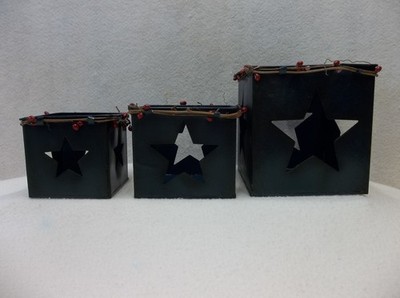  Three Small Metal Nesting Boxes w/Texas Star