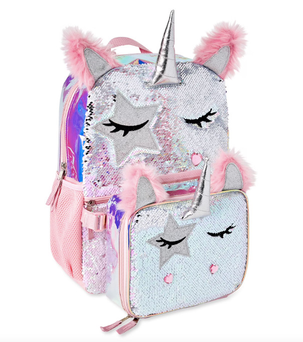 Wonder Nation Girls 17" Unicorn Queen 2-Piece Backpack and Lunch Bag Set Pink