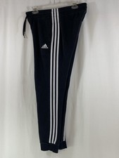 adidas Essentials 3-Stripes Fleece Pants HZ5753 Women's M Joggers Black White