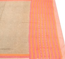 Sushila Vintage Brown Saree 100 Pure Silk Hand Block Printed Soft Craft Fabric