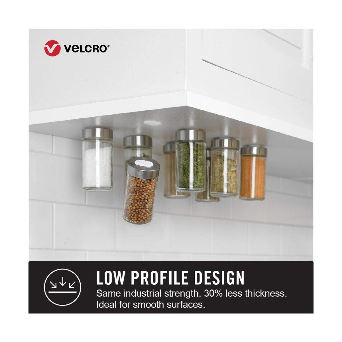 VELCRO Industrial Strength Low Profile Fasteners Black Ovals Thin