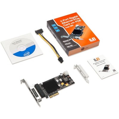 SIIG 4-Port Gigabit Ethernet with PoE PCIe Card - Intel I350 Chipset - PCIe 4