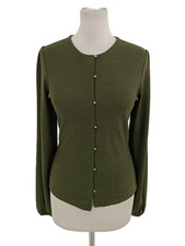 M&S Women's Top Olive Green Spark Blouson Sleeve Button Up Stretch New