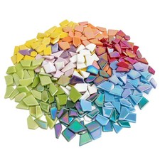 Iridescent Glass Mosaic Tiles for Crafts Bulk,454g Broken Mosaic Glass Pieces...