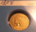 1908 indian head 2.50 gold coin