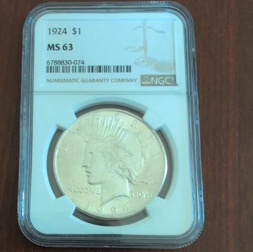 1924 Peace Dollar $1 NGC MS 63 Silver Coin Philadelphia KM#150 Cert#6788830-074
