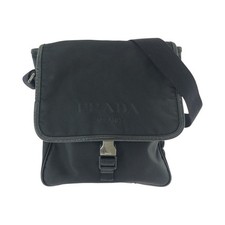 Prada Nylon Tessuto Logo Shoulder Bag Men Black One Size