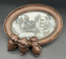 Puppy Dogs Reflecting Picture Frame 13 x 18cm Brown Heavy Material Resin 
